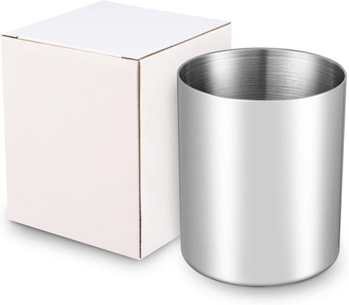 Silver Pencil Holder for Desk,304 Stainless Steel Desktop Pen Holder,Pencil Holder,Pencil Cup,Pencil Pot, Makeup Brush Holder,Stationery Organizer...