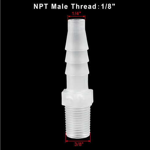 6 Pcs Plastic Hose Barb Reducer Fitting,1/4" Barb X 1/8" NPT Male Connectors Joint Splicer Mender Barbed Reducing Union Adapter Connector Pipe Fit...