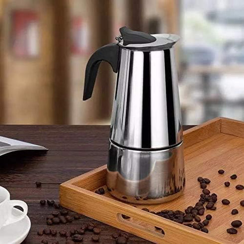 kkhouse Stainless Steel Coffee Pot Mocha Espresso Latte Percolator Stove Coffee Maker Pot Percolator Drink Tool Cafetiere Latte Stovetop (100ml)...