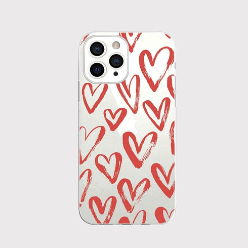 Blingy's Compatible for iPhone 13 Pro Max Case (6.7 inch), Women Girls Lovely Red Hearts Style Fashionable Art Design Transparent Soft TPU Protect...