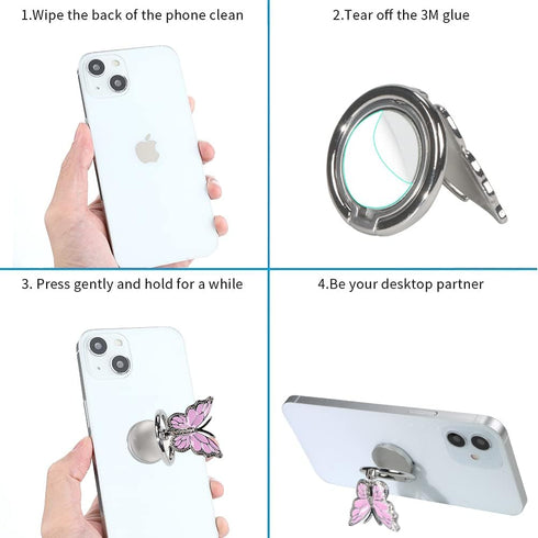 LSL Cute Butterfly Cell Phone Ring Holder 360°Rotation Metal Finger Stand Kickstand Universal Compatible with iPhone Samsung Galaxy LG Google Pixe...