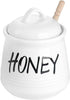 HAOTOP Porcelain Small Honey Jar with Lid and Honey Dipper 12oz (White)...