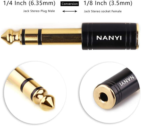 NANYI 1/4'' Male to 1/8'' Female Stereo Headphone Adapter Connect Cable, Upgrade 6.35mm Jack Stereo Socket Male to 3.5mm Jack Stereo Plug Female f...
