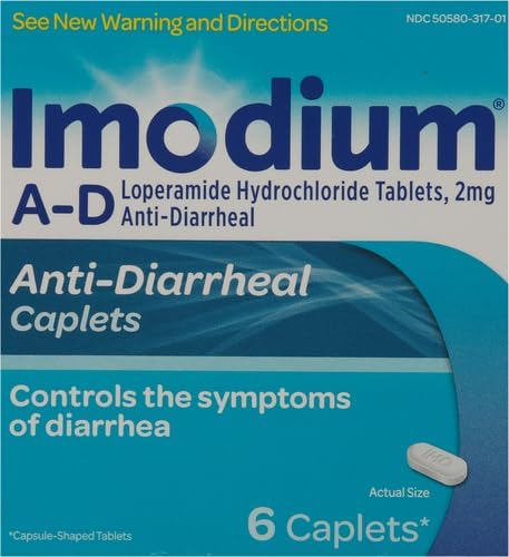 Imodium AD Diarrhea Relief Caplets -Loperamide Hydrochloride Anti-Diarrheal Medicine (294314), Blue, 6 Count...