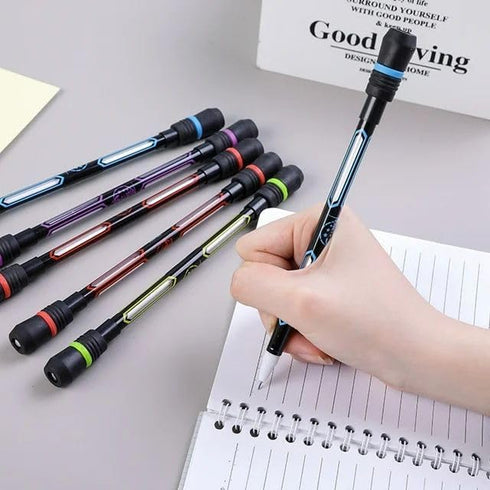 4 Pieces Spin Cool Pens, Rolling Finger Spin Game Pens with Weighted Ball Anti-Slip Stationery Set with Refills Black Ink for Students Entertainme...