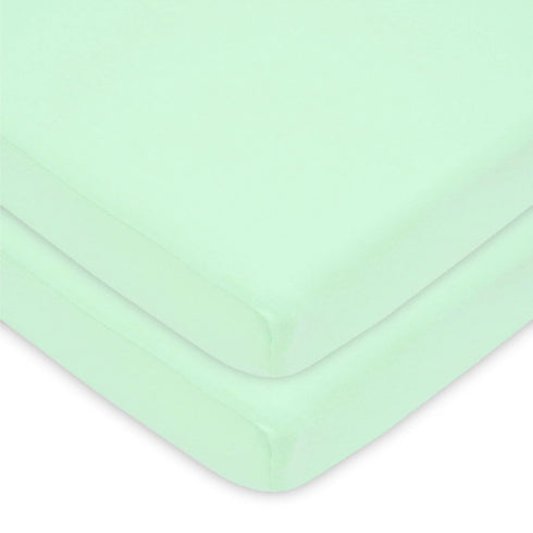 American Baby Company 2 Pack 100% Natural Cotton Fitted Mini Crib Sheets 38" x 24" - Soft & Breathable Small Nesting Portable Sheets, Fits Pack N ...