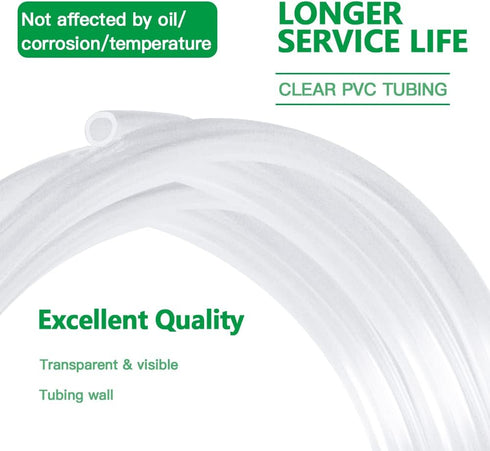 Quickun Industrial Grade Plastic PVC Vinyl Tubing, 1/4" ID x 5/16" OD Clear Tube BPA Free Heavy Duty, 3.3FT...