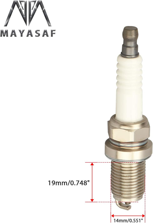 MAYASAF Spark Plugs 4644 Automotive Replacement Ignition Plug for Audi 2005-13 A3 08-16 A5 10-16 Q5, for Passat 2006-10 Seat type Flat, Thread Dia...