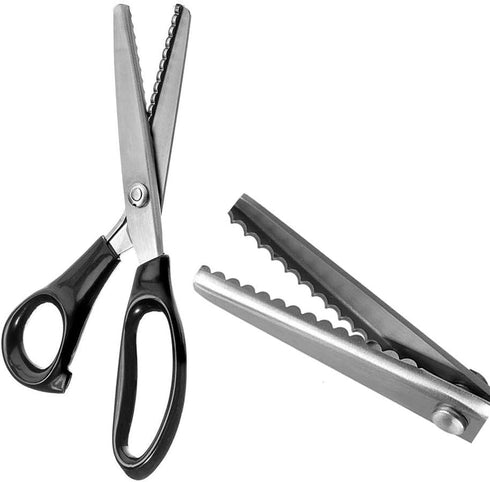 Professional Pinking Shears, Comfort Grip Handle Stainless Steel Dressmaking Scissors Sewing Art Craft Cut Tool, Serrated and Scalloped Blade Cutt...