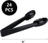 24 Pieces Plastic Salad Tongs, Black Kitchen Serving Tongs, 9 Inch Disposable Utensils Set, Heavy Duty Scalloped, Perfect for Buffets and BBQ, Foo...