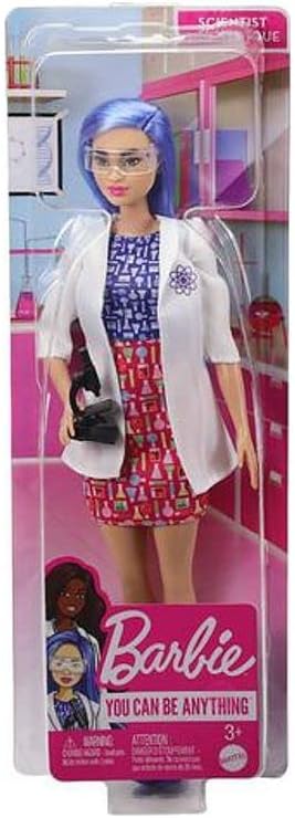 Barbie Careers Fashion Doll & Accessory, Scientist with Blue Hair Wearing Lab Coat & Flats with Microscope...