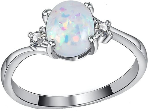 LTCXCXCD Couple Ring Female Opal Color Fashion Jewelry Ring Art Deco Halo Oval Wedding Engagement Ring Round Cubic Zirconia (10)...