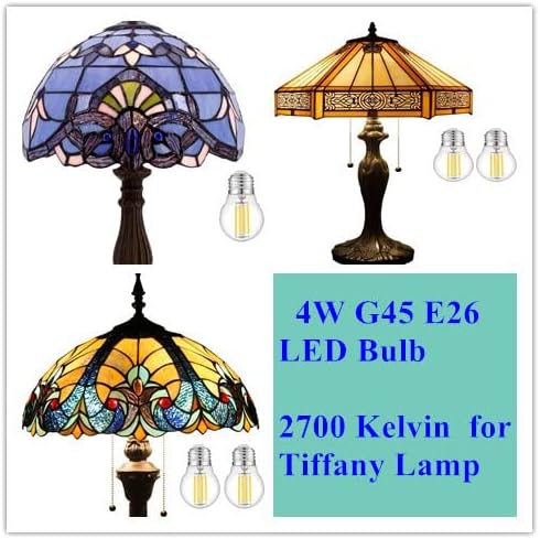 LED Edison Light Bulbs, Non-Dimmable 4W G45 2700 Kelvin E26 LED Bulb, 40W Incandescent Equivalent Warm White Light Bulb for Tiffany Large Table La...