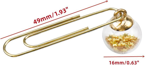10PCS Paper Clips Office Note Paper Clamp Mini Clothespin Paperclips with Crystal Ball for Paper Organizer Paperwork (Gold)...