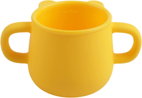 BLUE GINKGO Silicone Toddler Cups - Open Cup for Baby with Handles | Made in Korea | 8oz Training Open Cups for Toddlers 1-3 (Yellow)...
