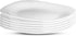 Bormioli Rocco Parma Set Of 6 Appetizer, Salad and Dessert plates, 7.75 Inch Tempered Opal Glass, Clean White, Linear & Curved Design, Dishwasher ...