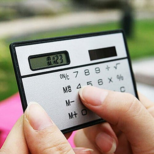 8 Digit Silver and Black Ultra Thin Solar Power Calculator with Touch Screen Credit Card Design Portable Mini Calculator for Business School Basic...