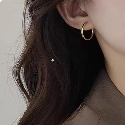 Clip On Hoop Earrings for Women - Silver and Gold-Tone Brass Spring Hoops for Non-Pierced Ears...