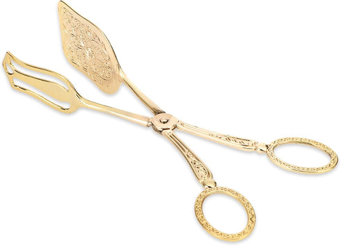 Gold Serving Tongs, Zinc Alloy Bread Clip Salad Food Tongs Lightweight Cake Astry Tong Serving Clip for Serving Food Bread Cake, 23cm/9.1in X 5cm/...