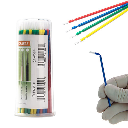 SNAWOP Dental Micro Applicator 100PCS Disposable Brushes 4 Colors Bendable Oral Swab Sticks for Teeth Whiteming and Tooth Cleaning...