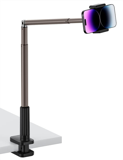 Viozon Phone Holder, Flexible Long Arm,Overhead Mount,360° Angle Adjustable,Aluminum Alloy, C Clamp for Headboard Bedside&Table&Desk,Compatible wi...