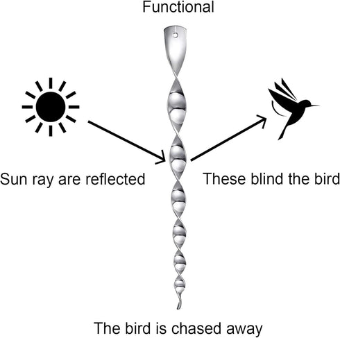 Hestya 15 Pieces Bird Repellent Reflective Scare Rods Bird Strike Prevention for Windows 12 Inch Effective Hanging Bird Repellent Devices to Keep ...