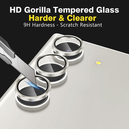 AGVEE 3 * 2 Set 6Pcs for Samsung Galaxy S23 / S23 Plus Camera Lens Protector, 9H Tempered Anti-Scratch Glass with Aluminum CD Pattern Lens Ring Co...