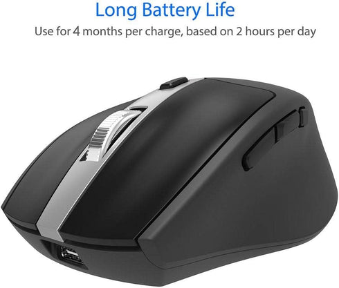 Arteck Wireless Bluetooth Mouse with Nano USB Receiver, Black, 4-Month Battery Life, Ergonomic Design...