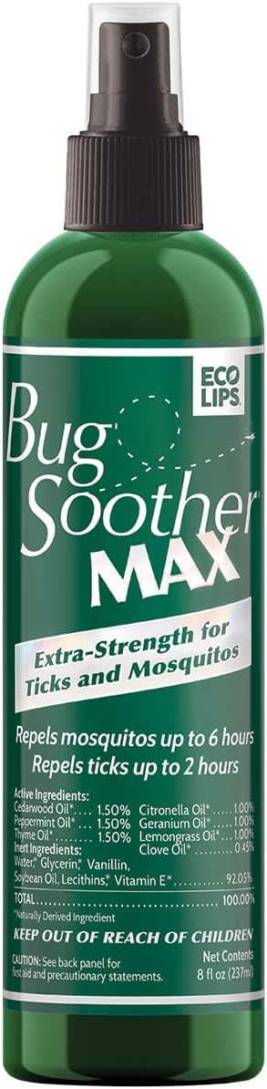 Bug Soother MAX - Natural Gnat, Tick, and Mosquito Repellent, 8 fl oz Bug Spray Deterrent - DEET-Free Safe for Adults and The Environment - Made i...