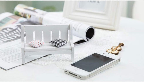 SEWACC Mini Dollhouse Garden Bench Miniature Doll Bench Couch Sofa with Cushions Micro Landscape Ornament Wooden Dollhouse Furniture for DIY Craft...