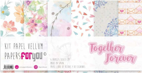 Papers For You - Vellum Scrapbooking Paper Kit | "Together Forever" Collection | Includes 6 Single Sided Vegetable Papers with Different Designs |...