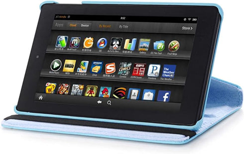 for Amazon Kindle All New Fire 7 SR043KL 7th/9th Generation Cover, Ultra Slim Folio Stand Rotating 360 Degree Leather Case for Kindle Fire HD7 7" ...