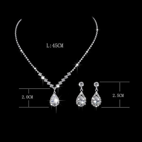 Yean Bride Silver Bridal Necklace Earrings Set Crystal Wedding Jewelry Set Rhinestone Choker Necklace for Women and Girls (Set of 3)...