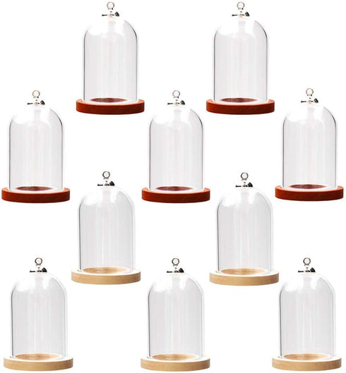 10 pieces glass dome with Wooden base glass vial pendant with Wood hollow glass Cabochons charms (38x25mm mixed color)...