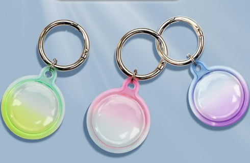 FancyCase Waterproof Silicone Airtag Holder with Keychain Waterproof Airtag Case with Keychain for Loss Prevention/Tracking (Clear Purple/Blue)...