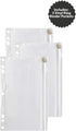 3 Ring Binder, 1 Inch, Round Rings, Hold Up to 175 Sheets with 3 Vinyl Ring Binder Pockets Pencil Pouches with Zip Closure - Value Set (White)...