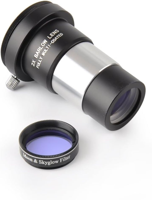 1.25" Moon Filter & 2X Barlow Lens Kit for Telescope Eyepieces...