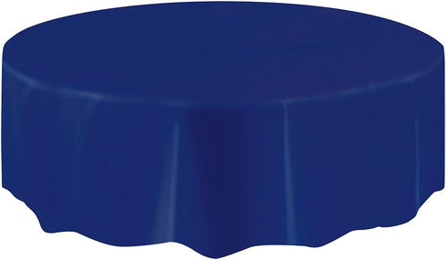 True Navy Blue Solid Round Plastic Table Cover (84") 1 Count - Elegant Design & Premium Quality, Ideal For Parties, Events & Everyday Use...