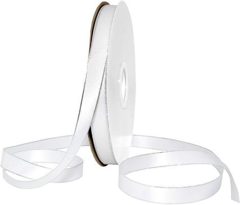 Morex Ribbon 8802.16/00-029 Silver Edge Satin Ribbon, 5/8" x 100 Yd, White...