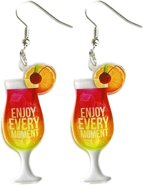 Bohemia Acrylic Beach Holiday Bottle Earrings Sets for Women Valentine's Day Tequila Wine Glass Miniature Bartender Cocktail Drink Bottle Drop Dan...