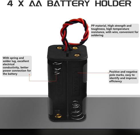 WMYCONGCONG 6 PCS 4 x 1.5V AA Battery Holder Case Box with Black Red Wire Leads...