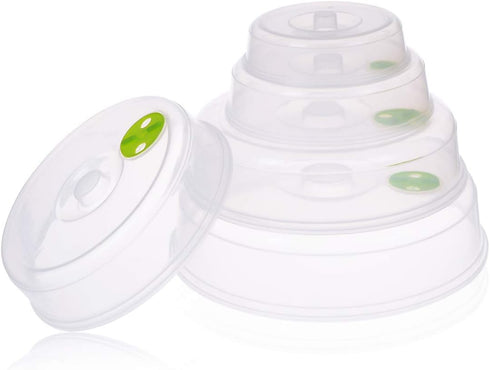 Set of 5 Microwave Plate Covers with Adjustable Steam Vents; Microwave Splatter Covers - Mixed Sizes for Large & Small Food Plates Bowls...