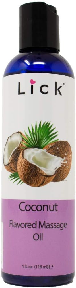 Coconut Flavored Massage Oil for Couples – Edible Massaging Lotion with Vitamin E, Sweet Almond and Coconut Oil is Non Sticky and Gentle on Skin –...