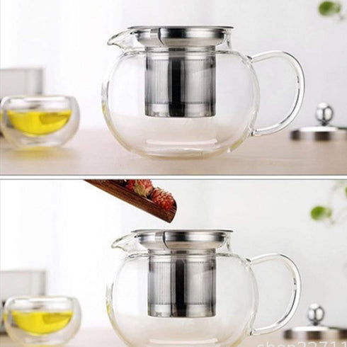 Lead-Free Thicken Glass Teapot Kettle – Removable Stainless Steel Infuser – Great ForBlooming and Loose Leaf Tea Brewer, Thickened (33oz / 950mm)...