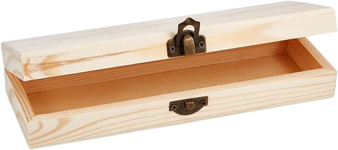 OLYCRAFT Plain Unfinished Wood Box Jewelry Box Unfinished Wooden Artist Tool And Brush Storage Box Wood Pencil box Small Case with Locking Clasp f...