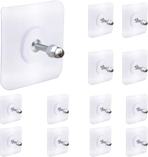 AIERSA 13 Pack Wall Hooks for Hanging,Screw Free Sticker for Mount Wall Shelf, 2 in 1 Reusable Adhesive Hooks Heavy Duty, Waterproof Rustproof and...