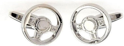 Steering Wheel Car Auto Racing Race Pair Cufflinks in a Presentation Gift Box & Polishing Cloth...