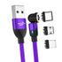Magnetic Charging Cable, 540 ° Rotating Magnetic Phone Charging Cable with LED Light, 3-in-1 Nylon Woven Magnetic Phone Charger, Compatible with T...