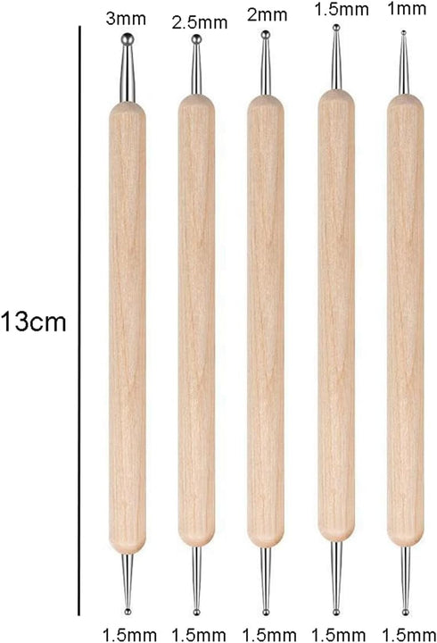 5 Pcs Embossing Stylus Set with Different Size Wooden Ball Embossing Stylus Double End Tracing Dotting Tool......
