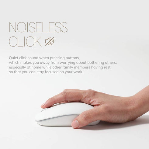 POUT - H4 Qi Wireless Charging Rechargeable Wireless Mouse - for Desk Works w/Wireless Chargers - Ambidextrous/Silent/Optical (White)...